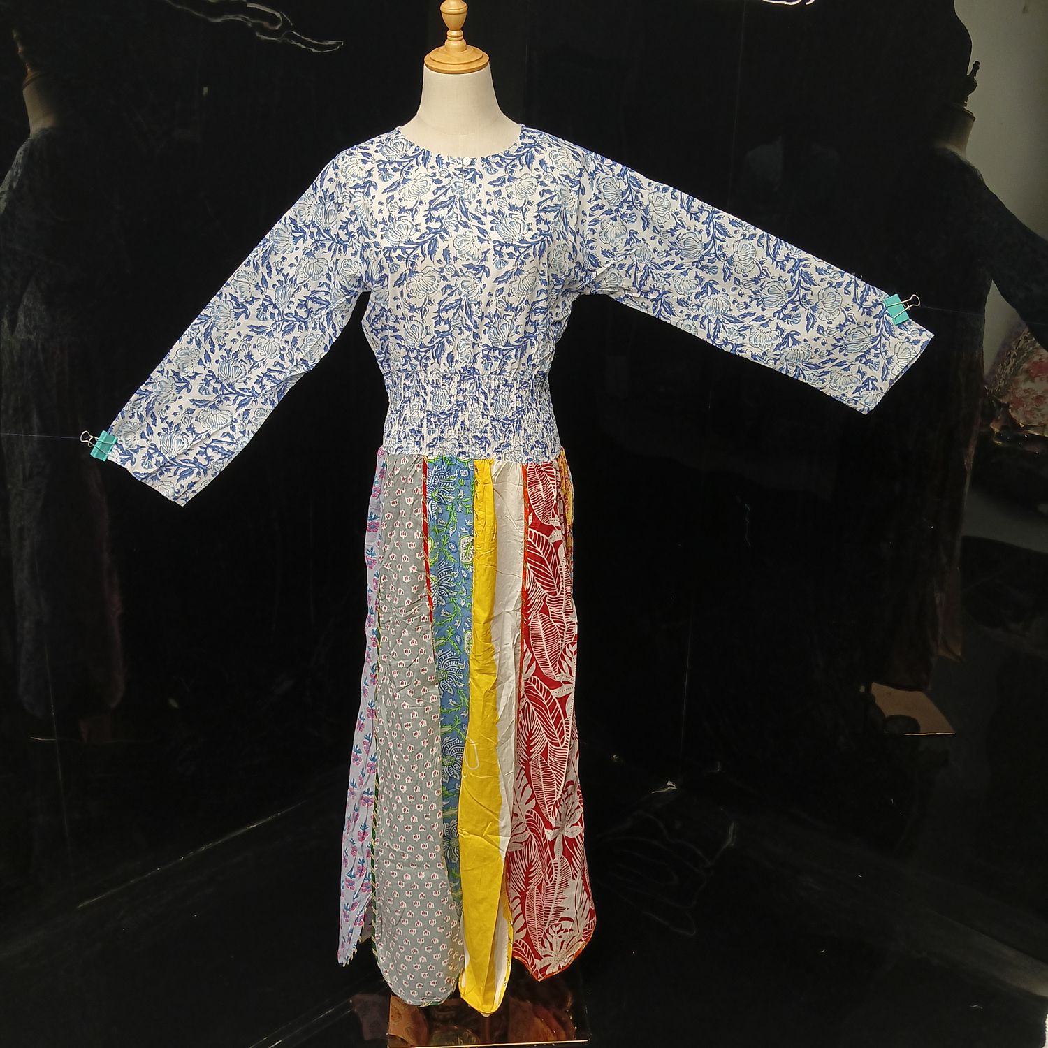 S-M Zayna Printed Cotton Dress 56" Long Jalabiya