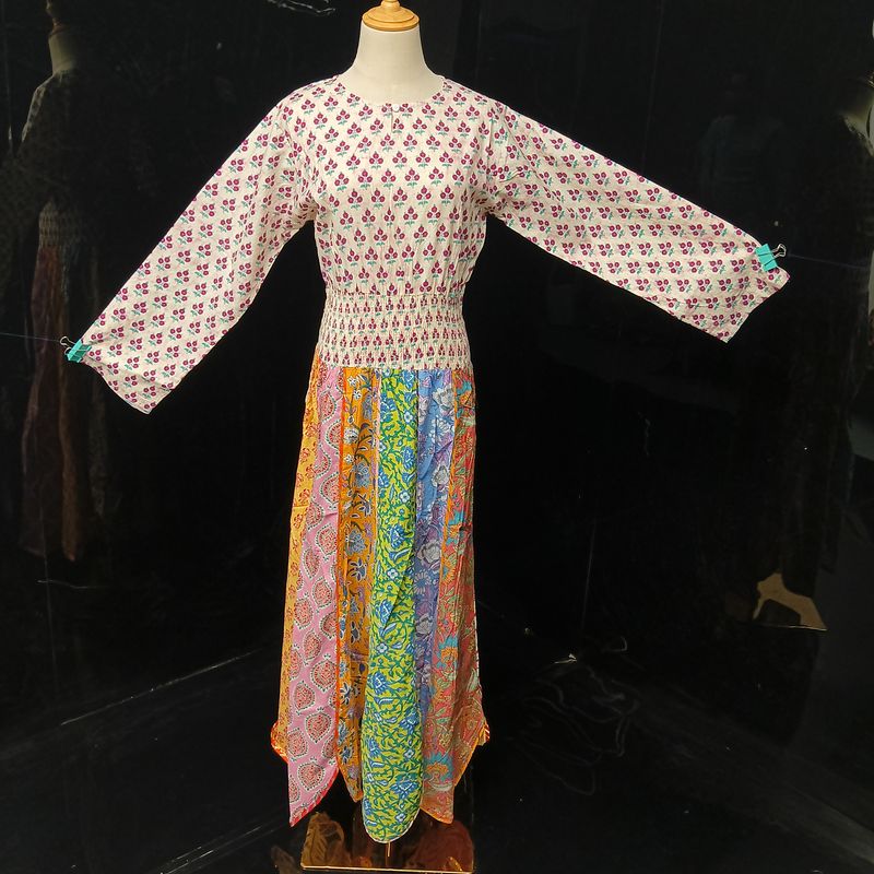 S-M Zayna Printed Cotton Dress 56" Long Jalabiya