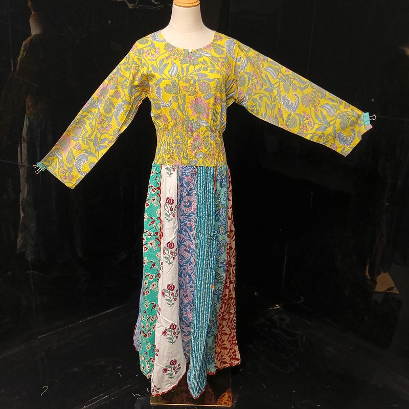 L/XL Zayna Printed Cotton Dress 56" Long Jalabiya