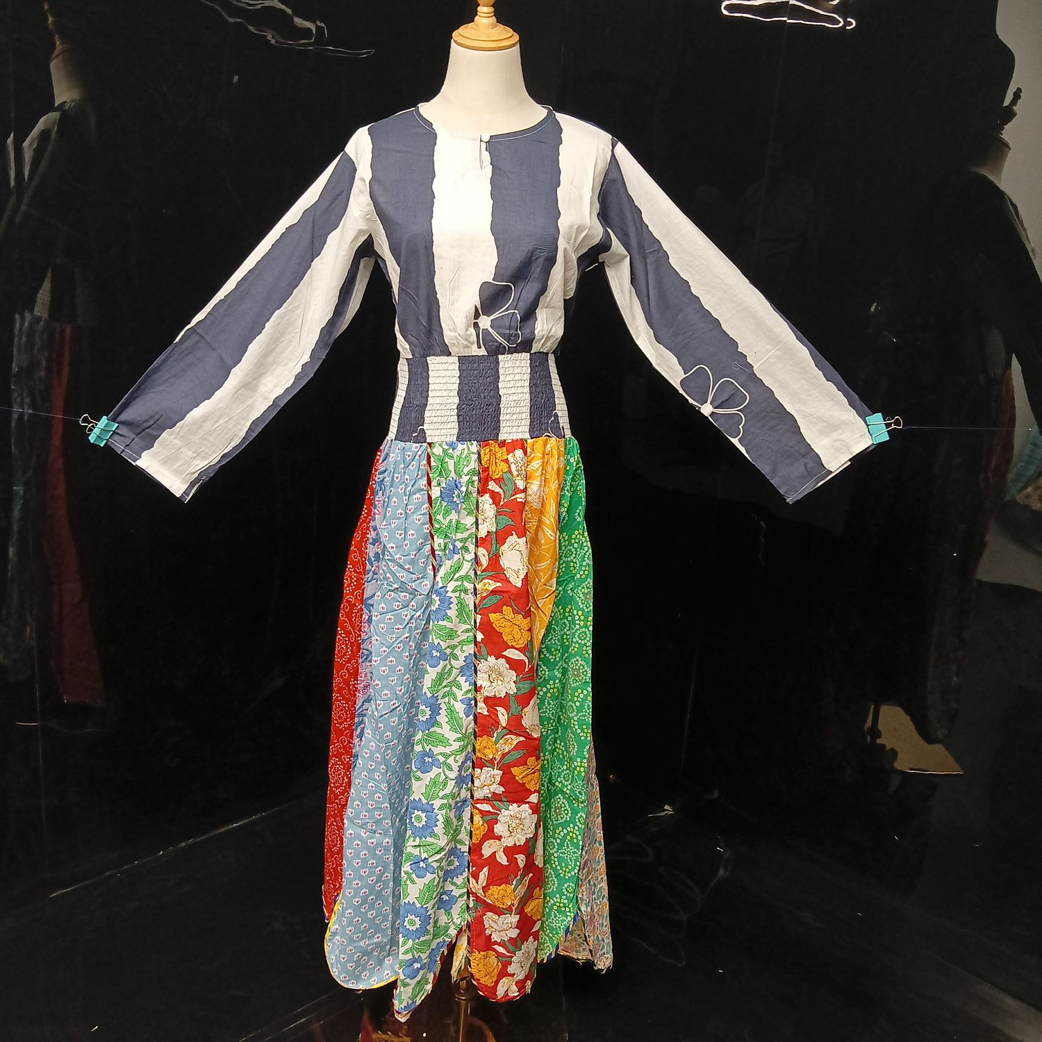 S-M Zayna Printed Cotton Dress 56" Long Jalabiya