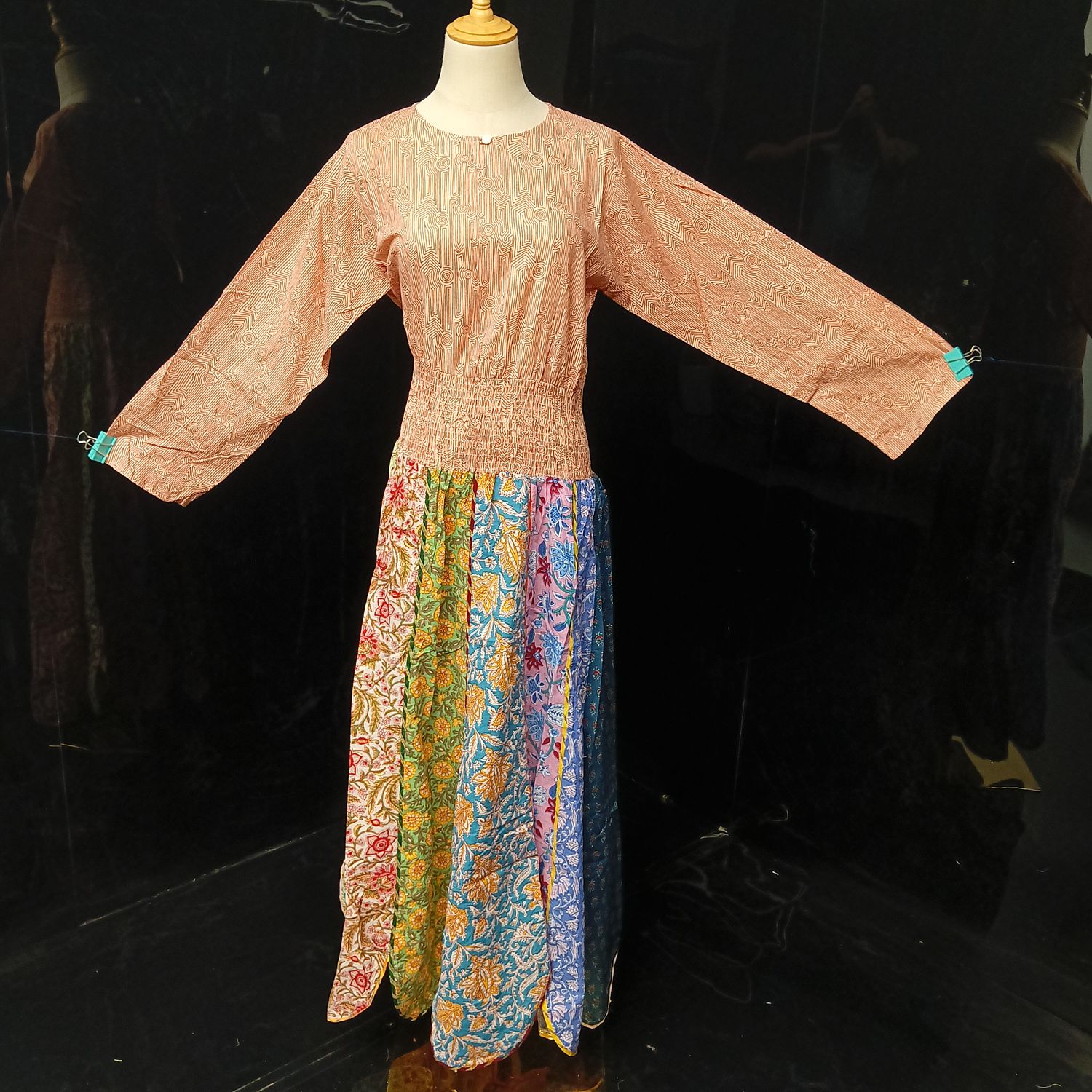 S-M Zayna Printed Cotton Dress 56" Long Jalabiya