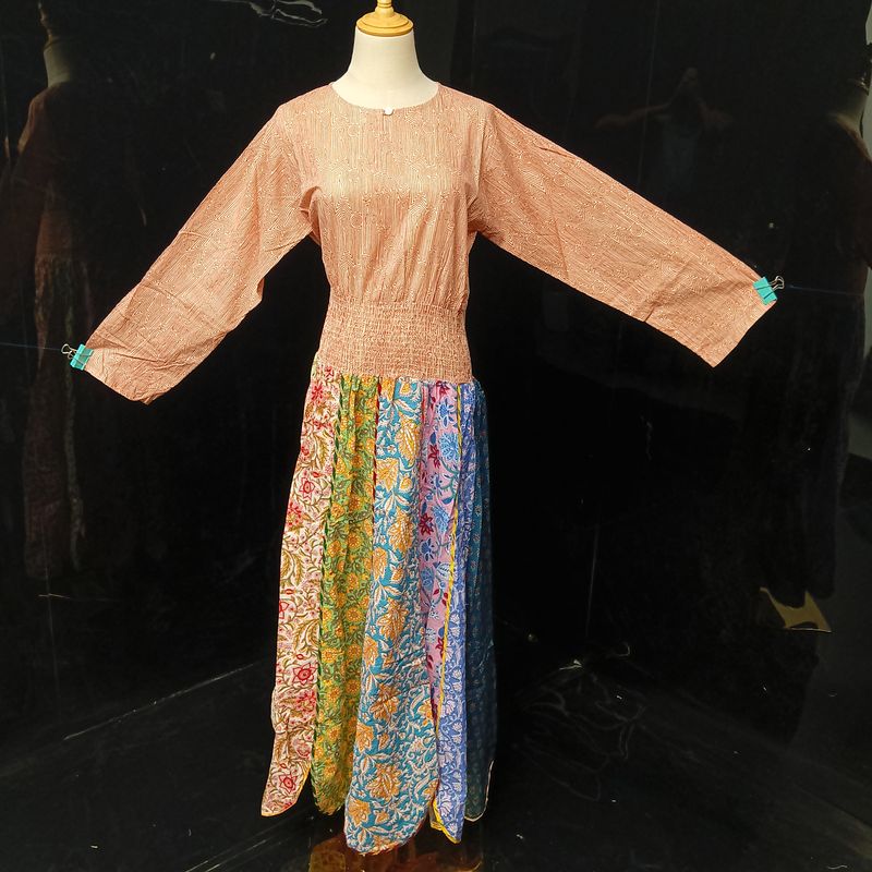 S-M Zayna Printed Cotton Dress 56" Long Jalabiya