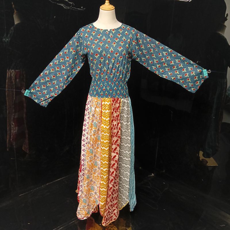 S-M Zayna Printed Cotton Dress 56" Long Jalabiya