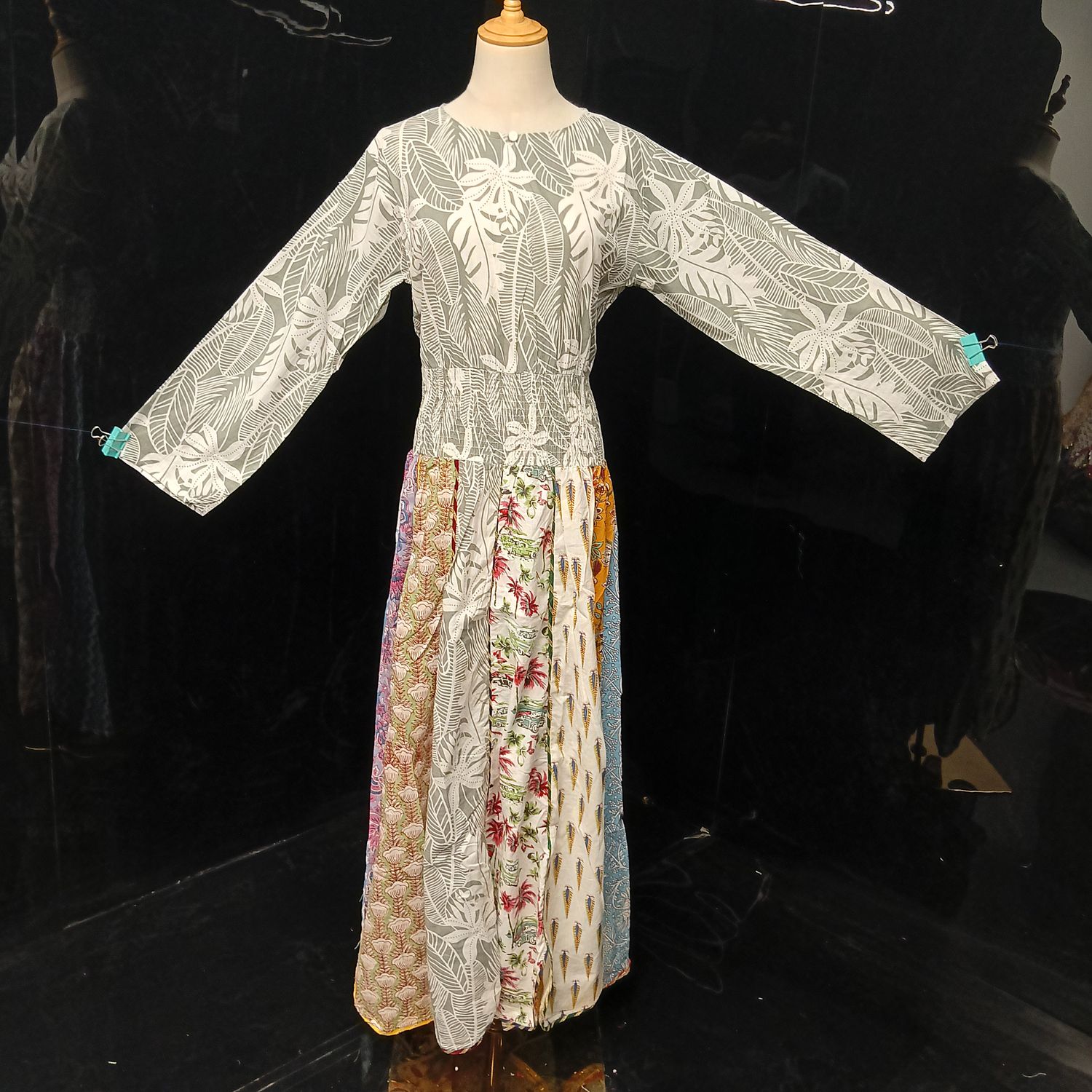 S-M Zayna Printed Cotton Dress 56" Long Jalabiya