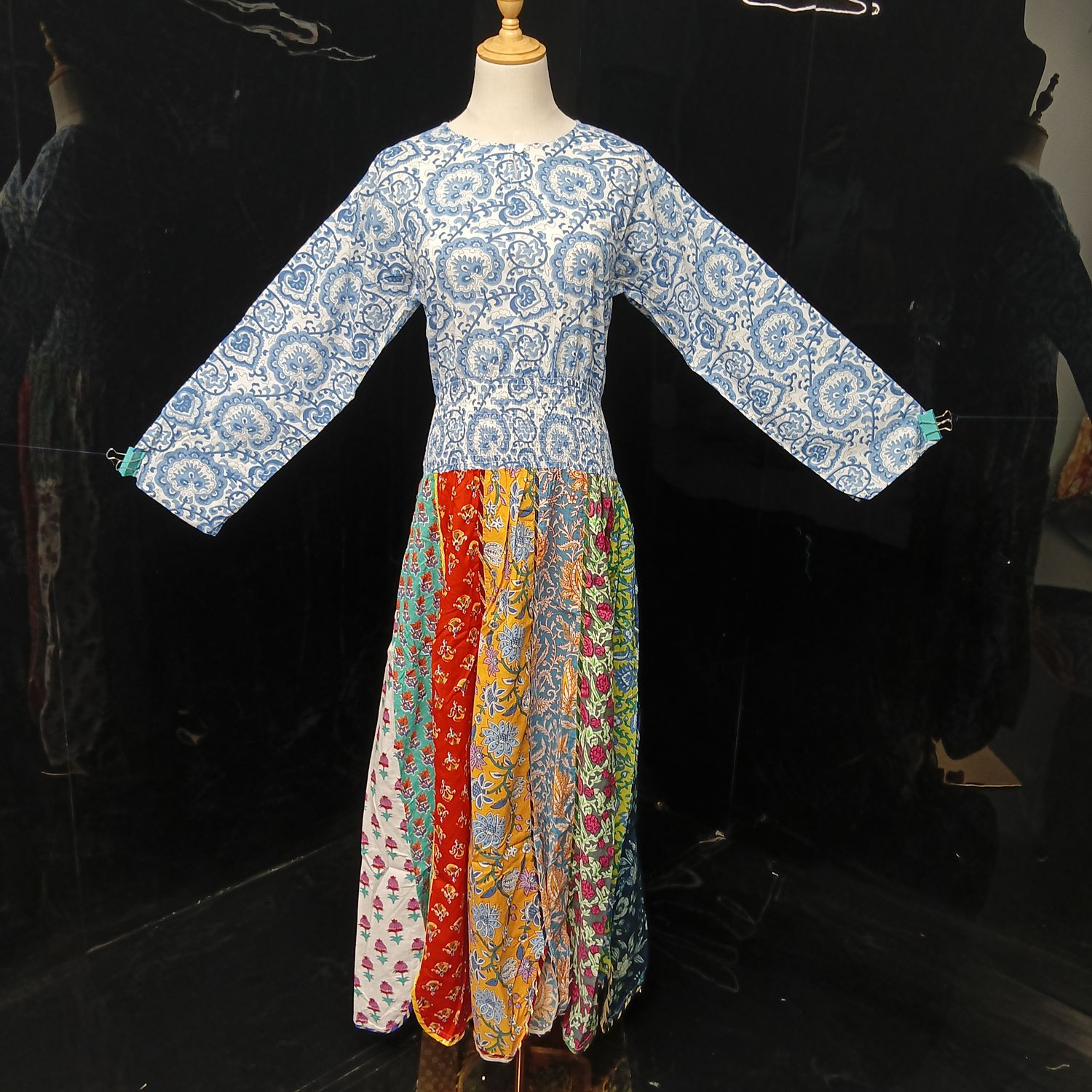 S-M Zayna Printed Cotton Dress 56" Long Jalabiya