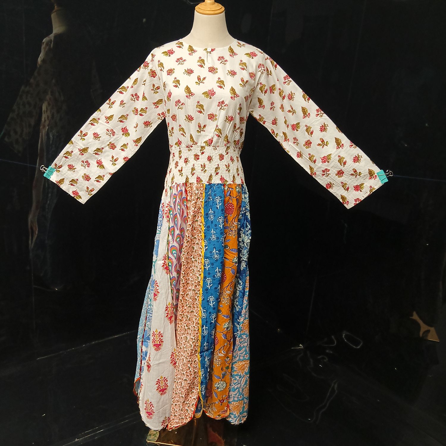 S-M Zayna Printed Cotton Dress 56" Long Jalabiya