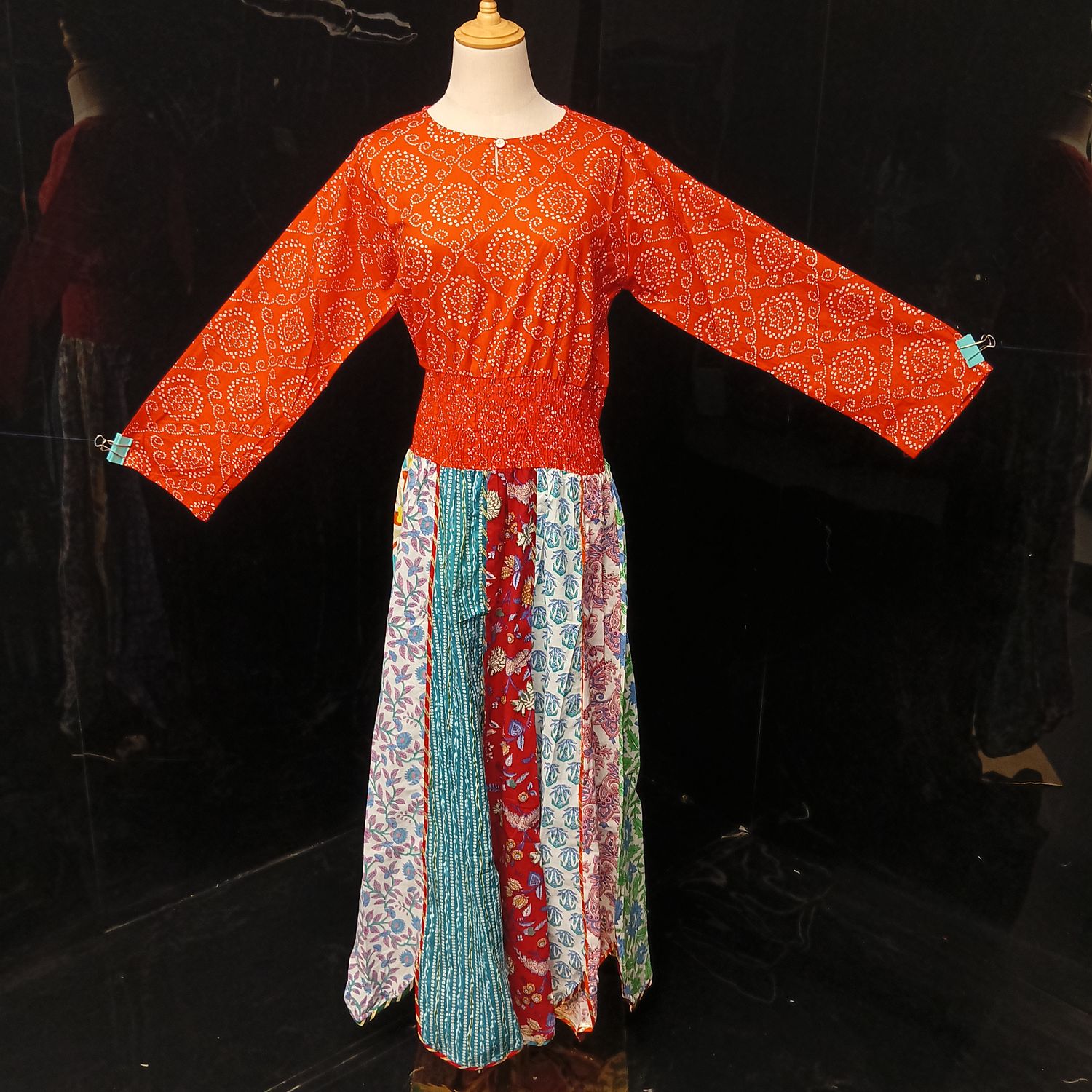 S-M Zayna Printed Cotton Dress 56" Long Jalabiya