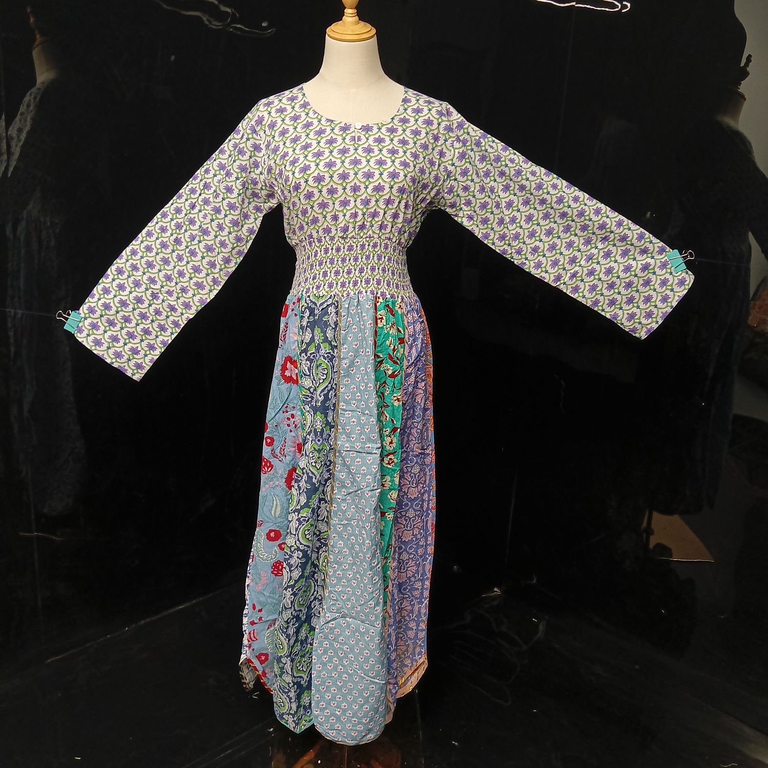 S-M Zayna Printed Cotton Dress 56" Long Jalabiya