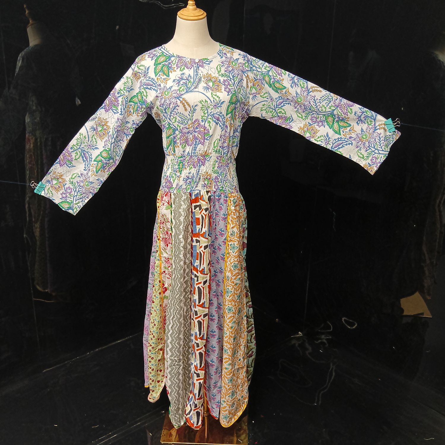 S-M Zayna Printed Cotton Dress 56" Long Jalabiya