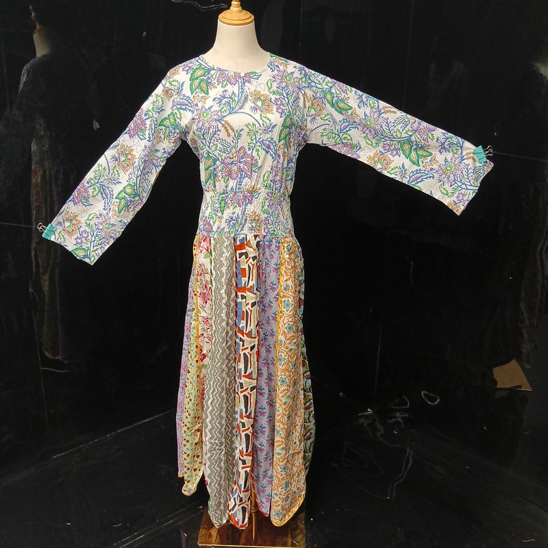 S-M Zayna Printed Cotton Dress 56" Long Jalabiya