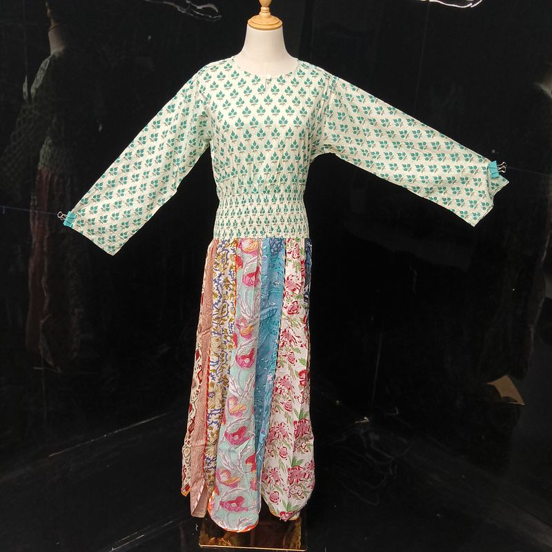 S-M Zayna Printed Cotton Dress 56" Long Jalabiya