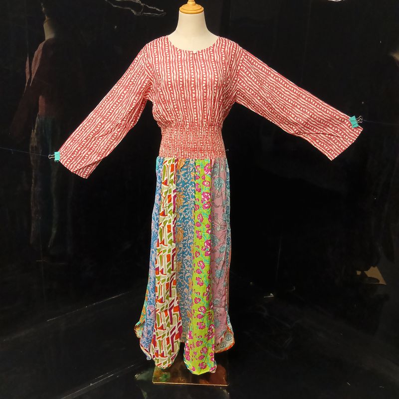 L/XL Zayna Printed Cotton Dress 56" Long Jalabiya