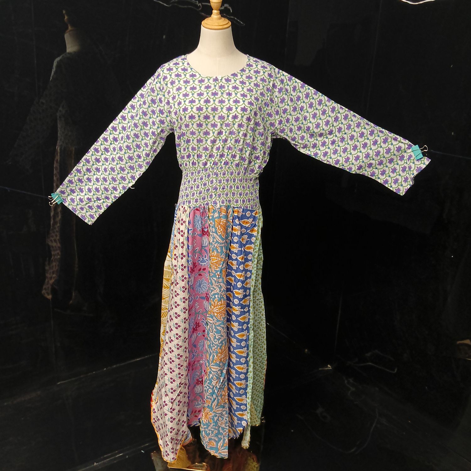 L/XL Zayna Printed Cotton Dress 56" Long Jalabiya