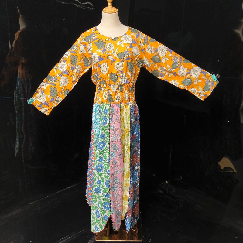 L/XL Zayna Printed Cotton Dress 56" Long Jalabiya