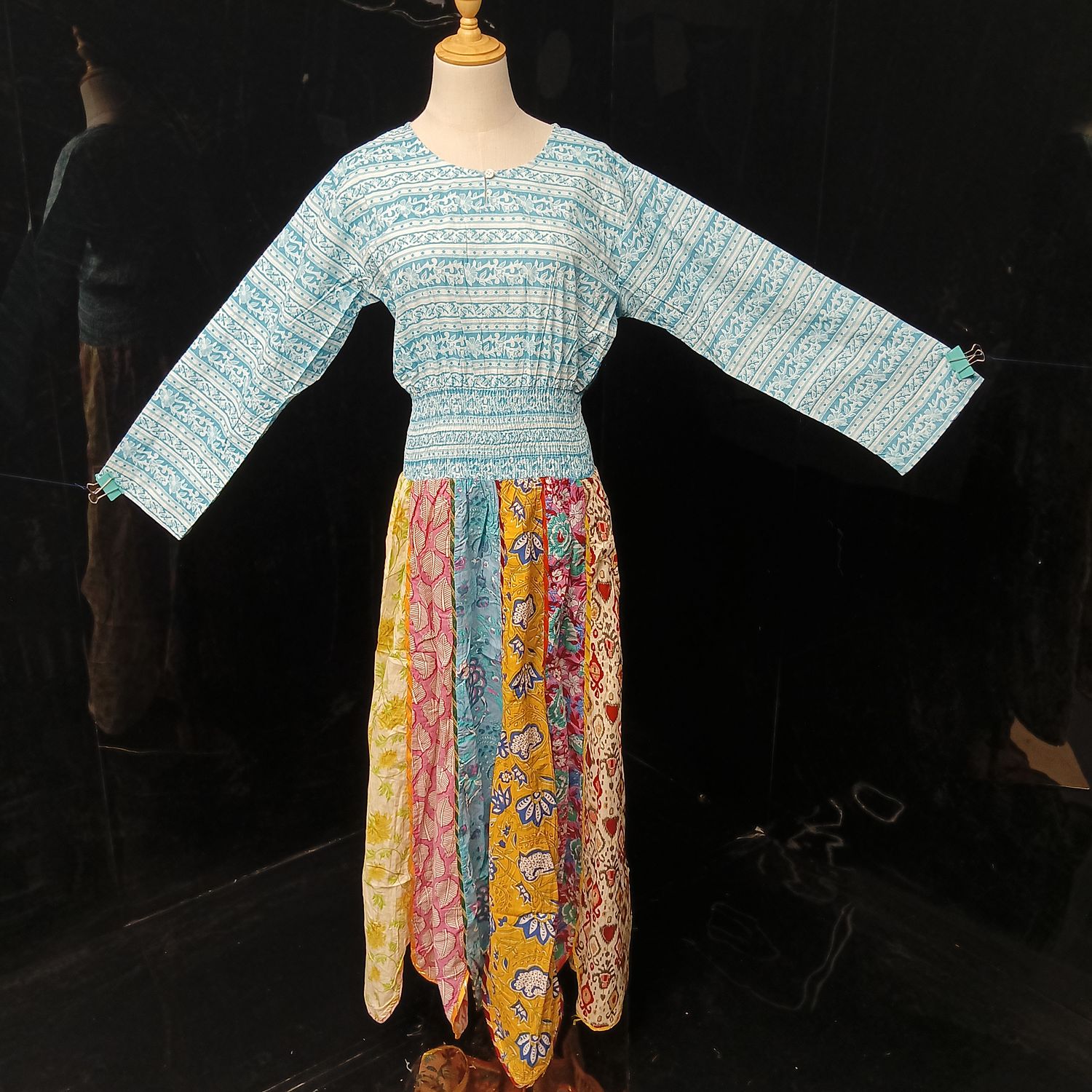 L/XL Zayna Printed Cotton Dress 56" Long Jalabiya