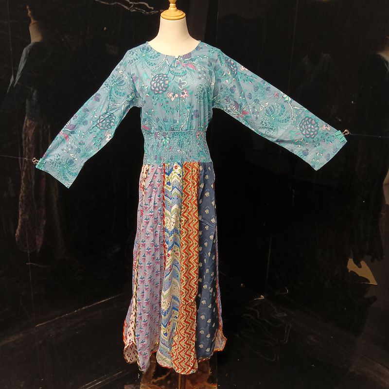 L/XL Zayna Printed Cotton Dress 56" Long Jalabiya
