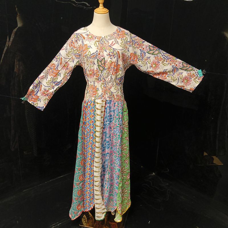 L/XL Zayna Printed Cotton Dress 56" Long Jalabiya