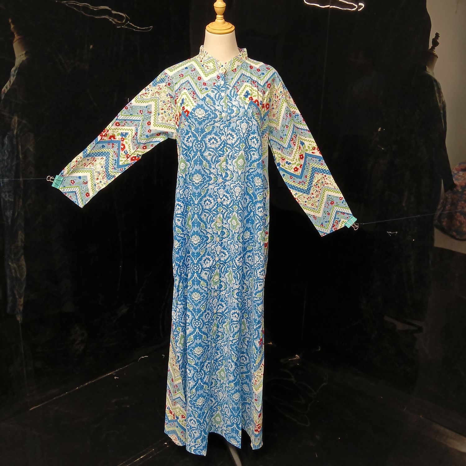 S/M Honey Printed Cotton Dress Long 57" Jalabiya