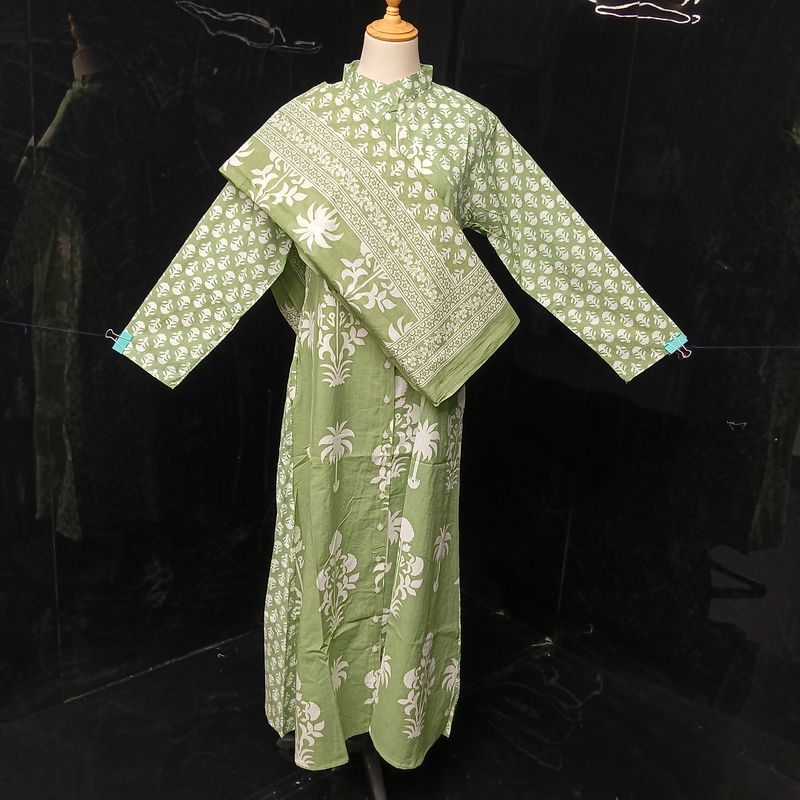 XS-S Honey Printed Cotton Dress 54" Long Jalabiya With Sheila