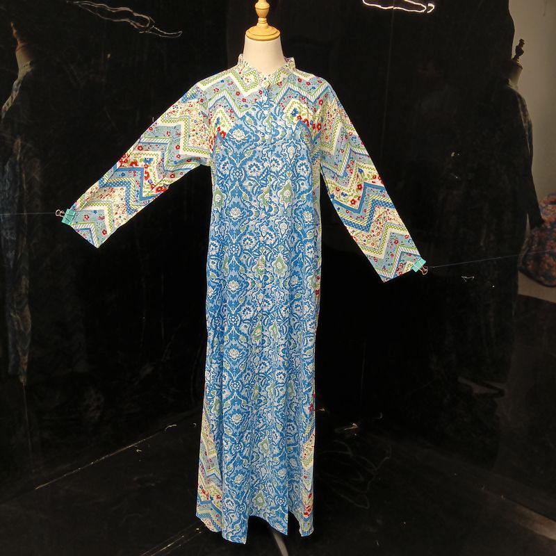 L/XL Honey Printed Cotton Dress Long 57" Jalabiya