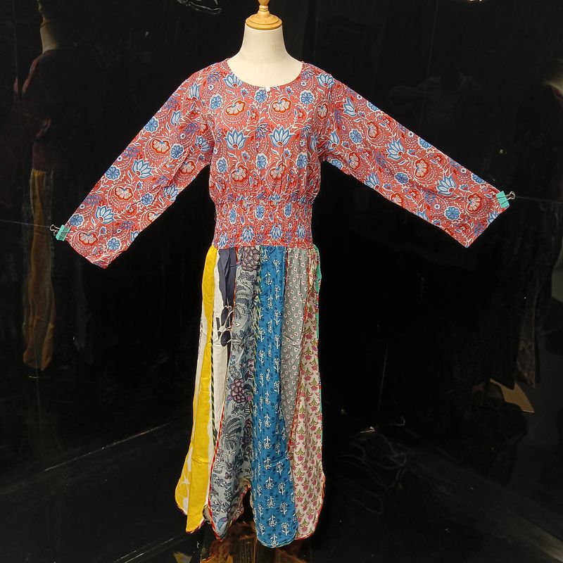 L/XL Zayna Printed Cotton Dress 56" Long Jalabiya