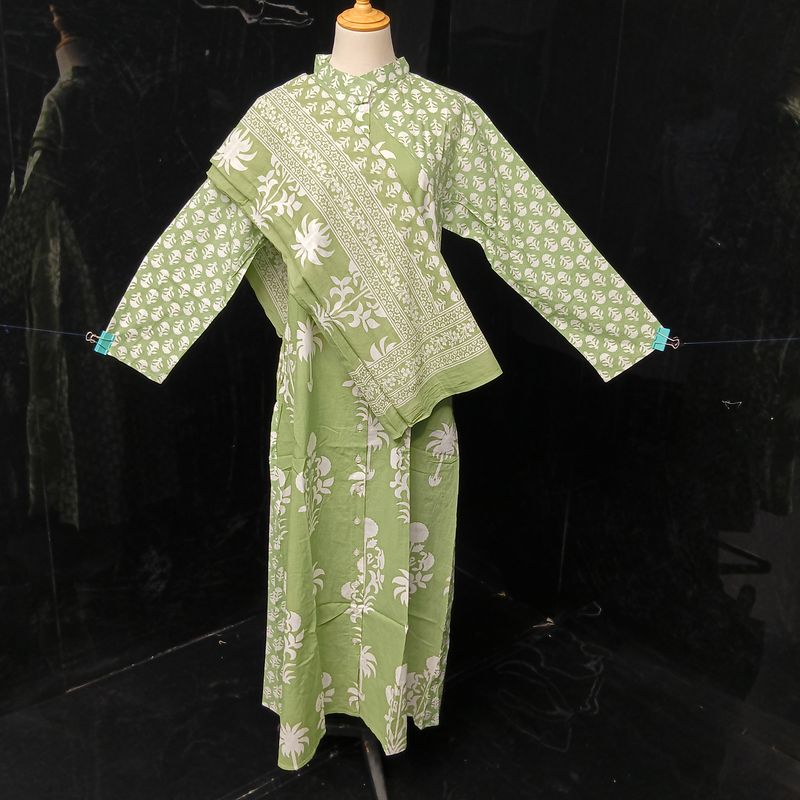 XS-S Honey Printed Cotton Dress 54" Long Jalabiya With Sheila