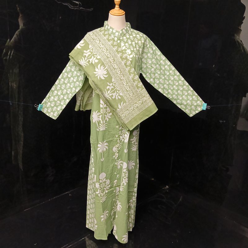 S-M Honey Printed Cotton Dress 57" Long Jalabiya With Sheila