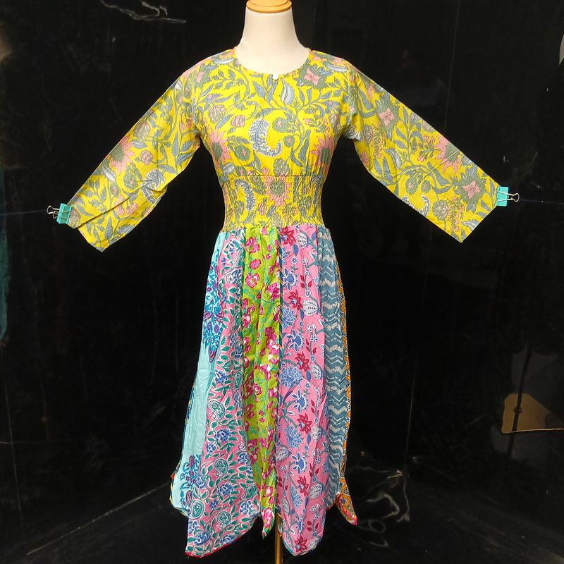 10-11 Year Zayna Printed Cotton Dress 46" Long Jalabiya