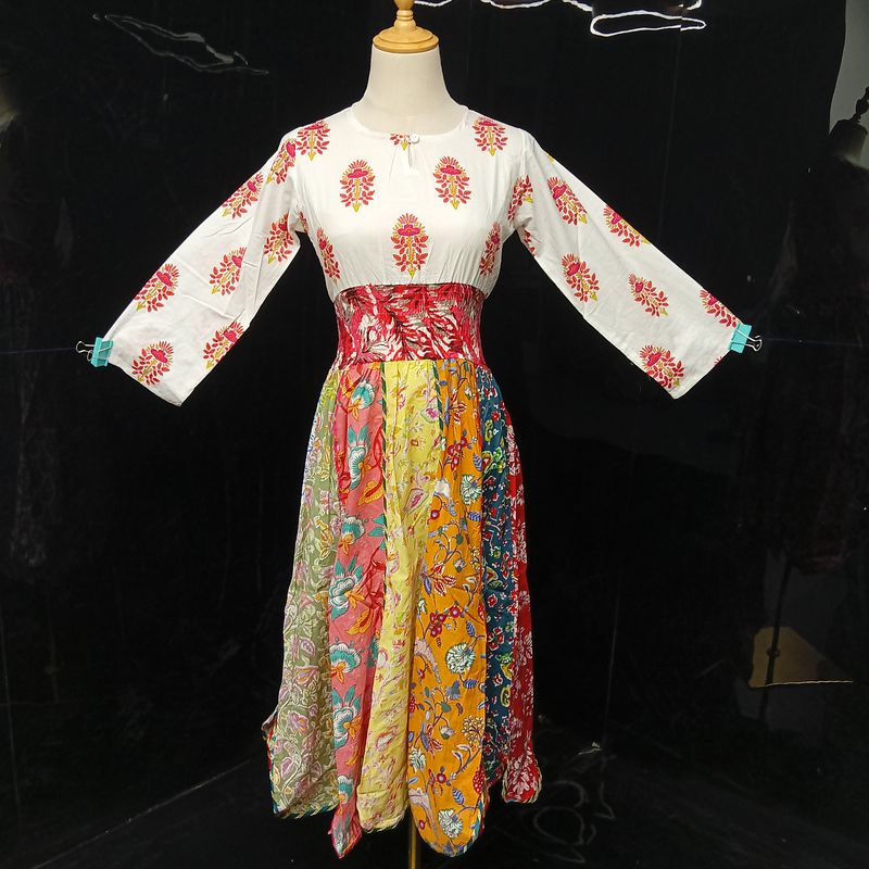 10-11 Year Zayna Printed Cotton Dress 46" Long Jalabiya