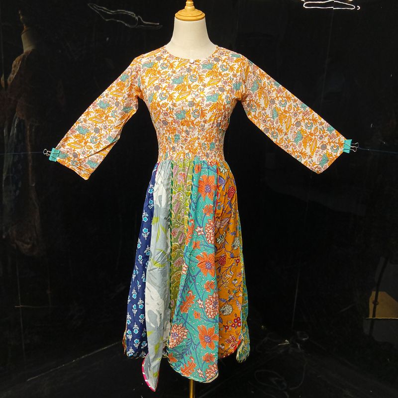 10-11 Year Zayna Printed Cotton Dress 46" Long Jalabiya