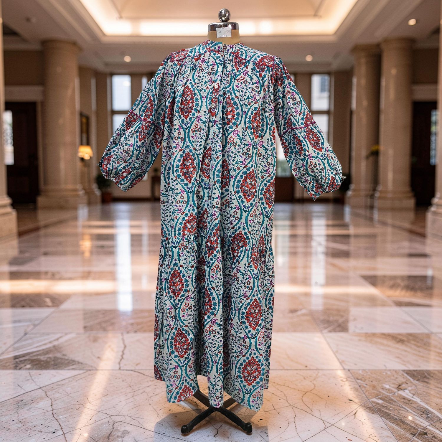 XS/S Yazrin Printed Cotton Dress 54" Long Jalabiya JP