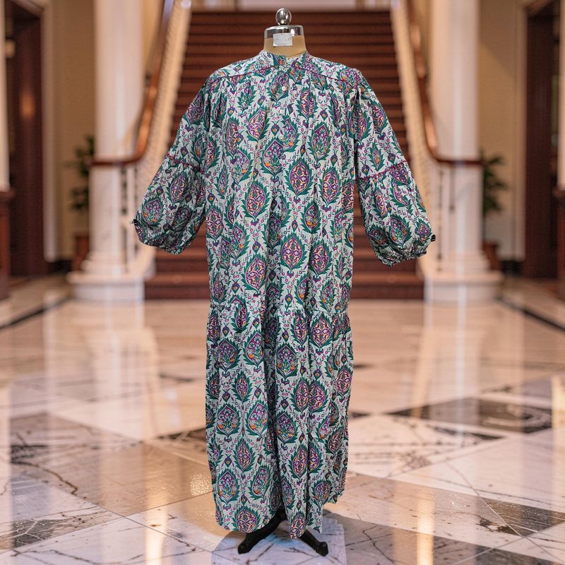 L-XL Yazrin Printed Cotton Dress 57" Long Jalabiya JP