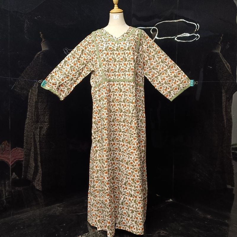 L/XL Special Multi Printed Cotton Dress 57" Long Jalabiya