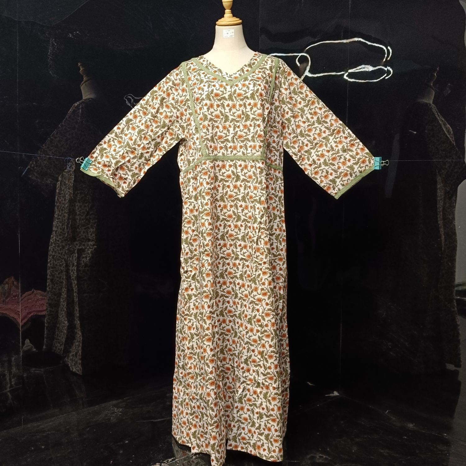 L/XL Special Multi Printed Cotton Dress 57" Long Jalabiya