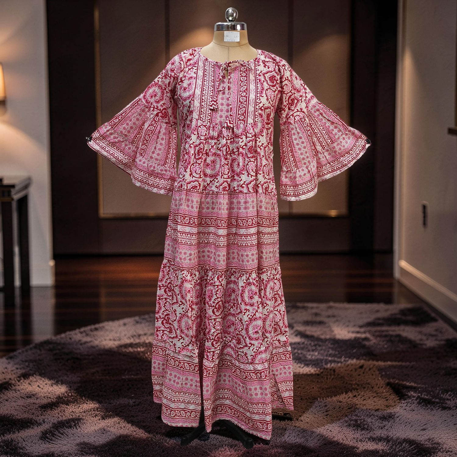 L/XL Gaby Multi Printed Cotton Dress 57" Long Jalabiya JP