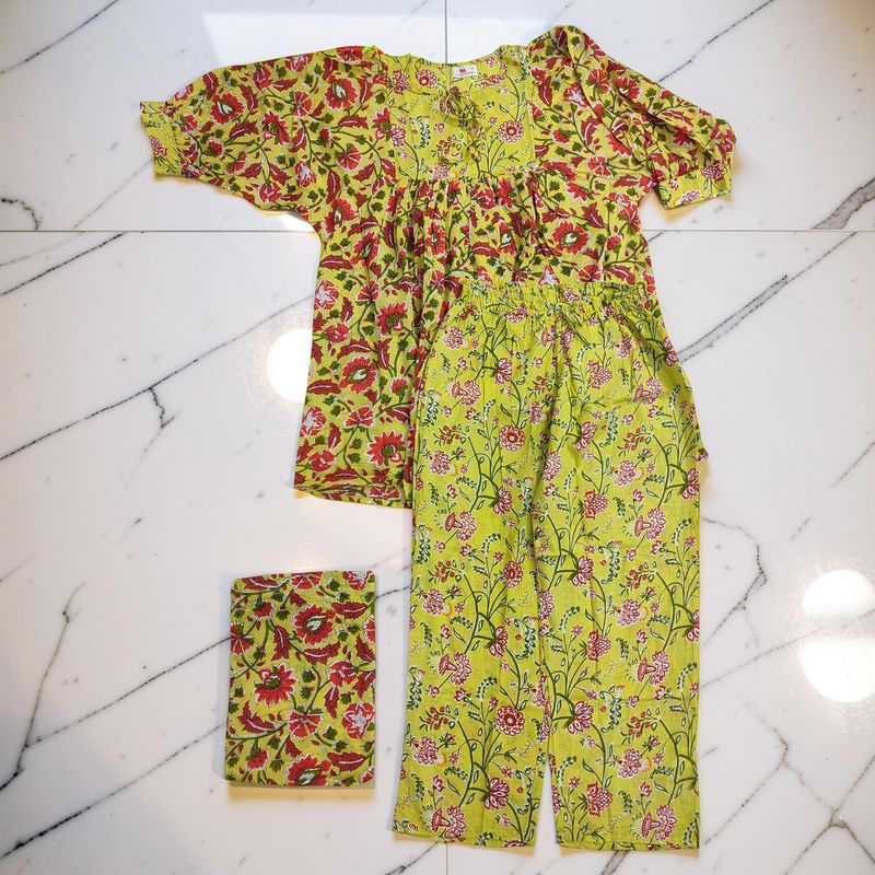 2XL/3XL Ulya Co-ord Set Cotton Short Sleeves JP