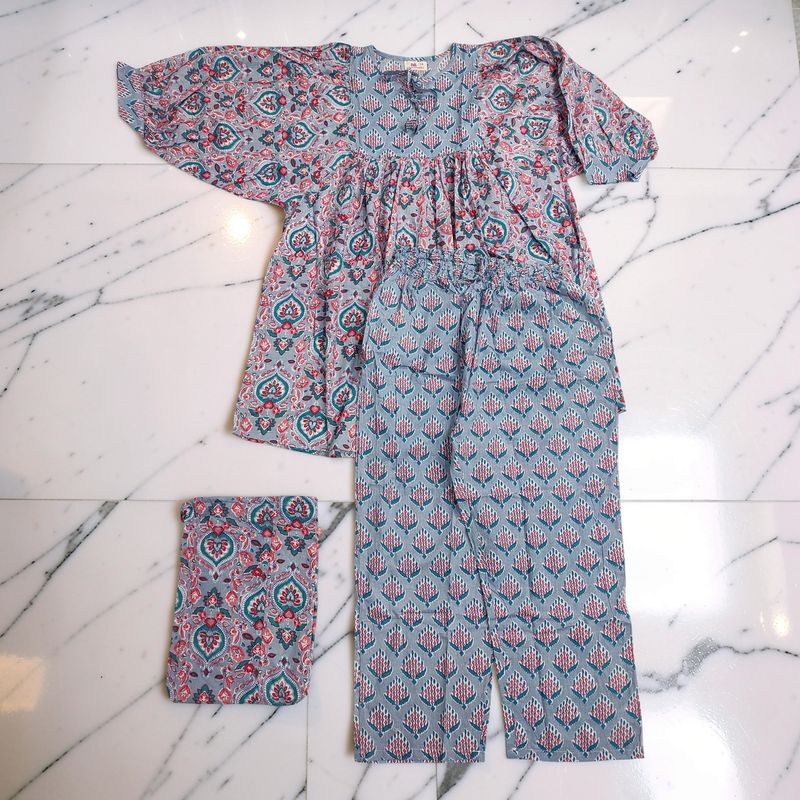 2XL/3XL Ulya Co-ord Set Cotton Short Sleeves JP