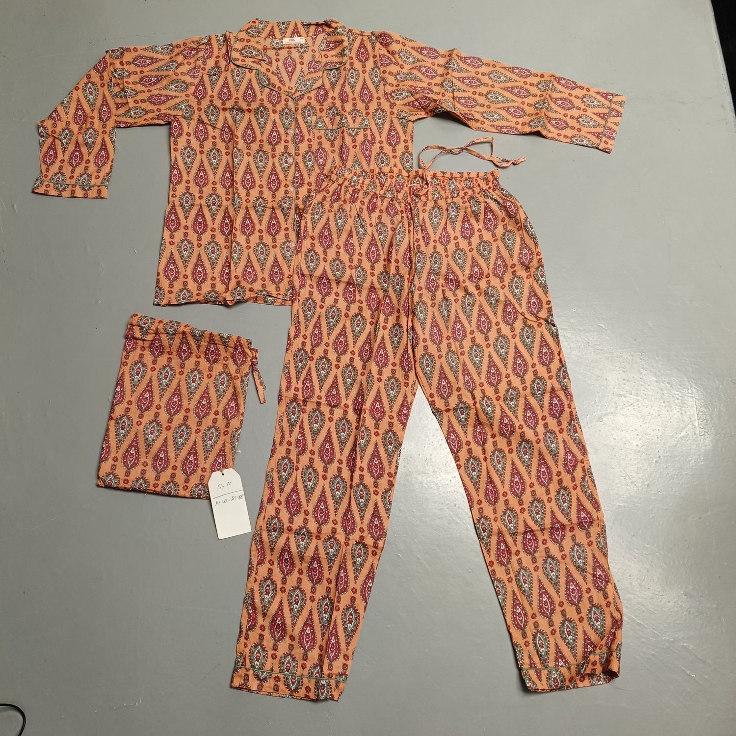 S-M Cotton Full Sleeves Pajamas Set