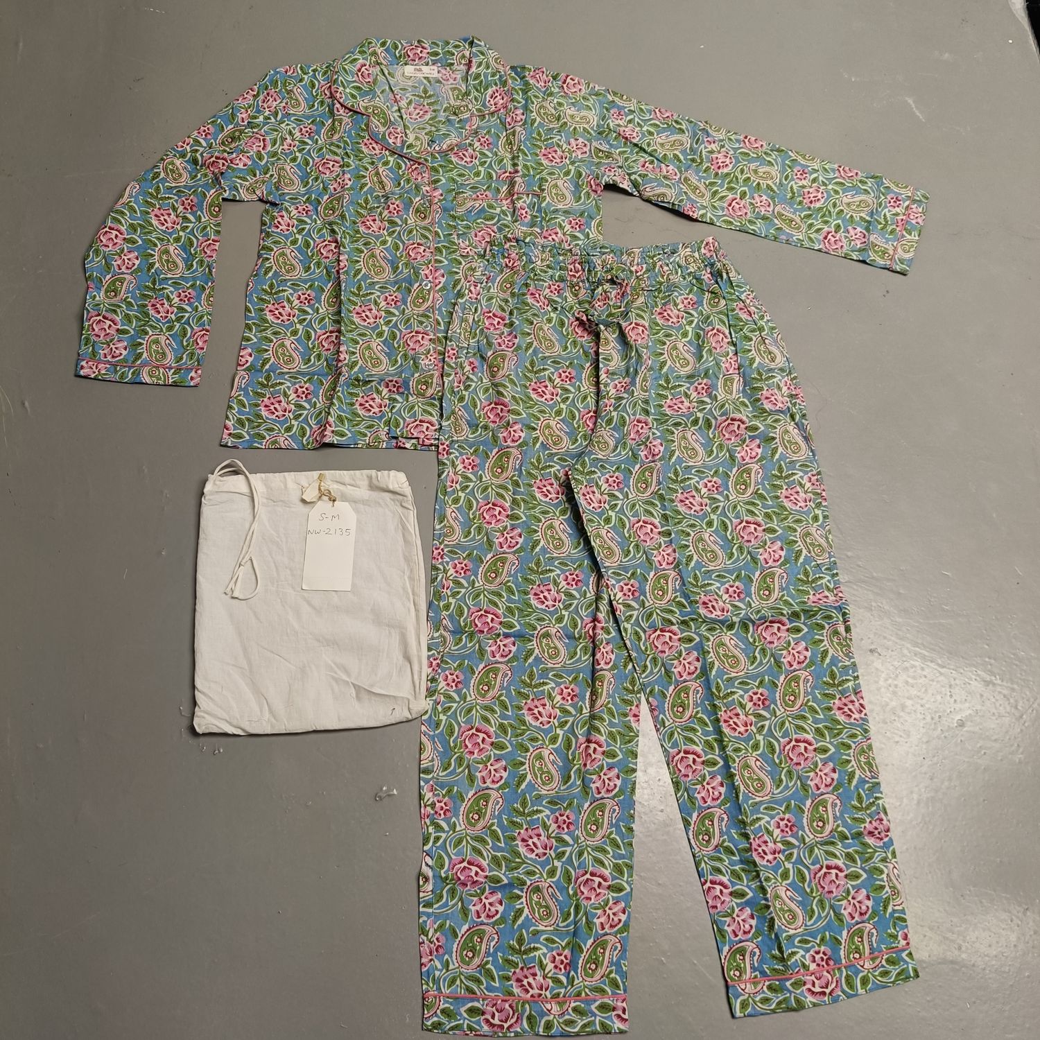 S-M Cotton Full Sleeves Pajamas Set