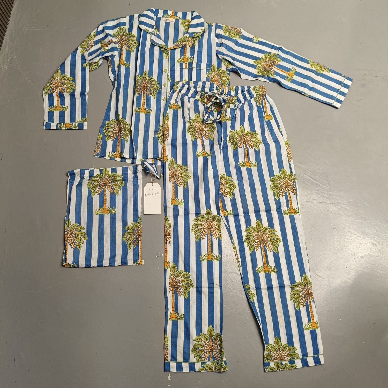 S-M Cotton Full Sleeves Pajamas Set