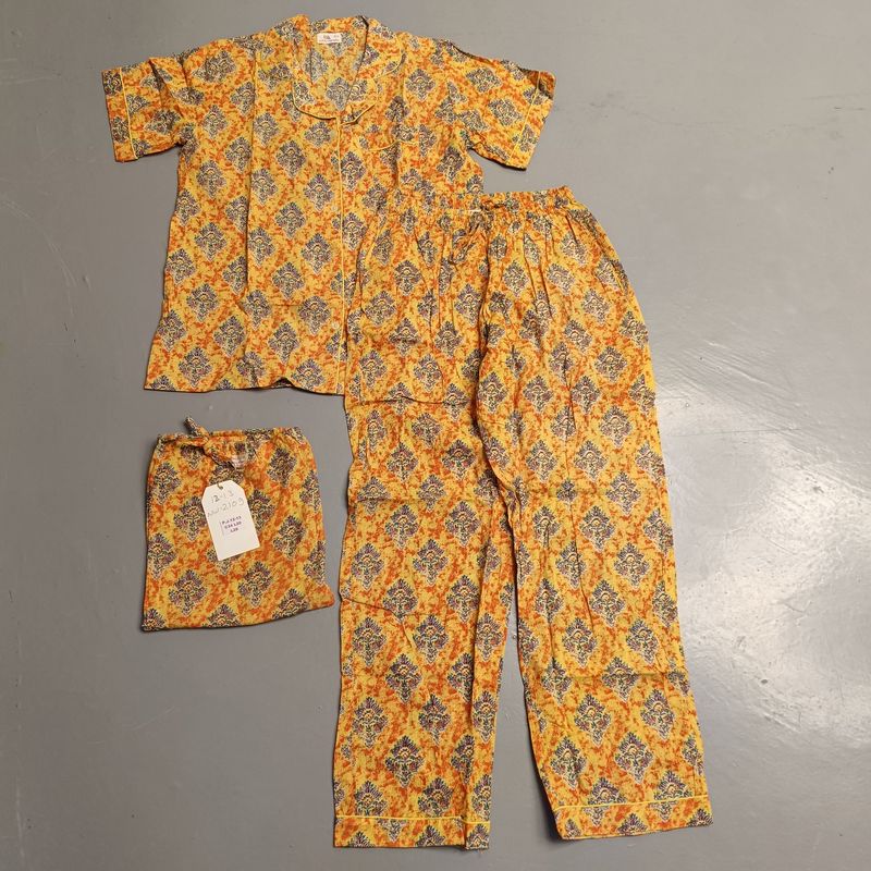 12-13 Year Cotton Half Sleeves Shirt Collar Neck Full Pajama Set