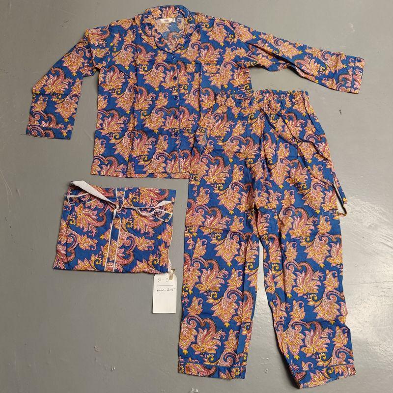 8-9 Year Full Sleeves Full Collar Neck Cotton Blue Pajamas Set