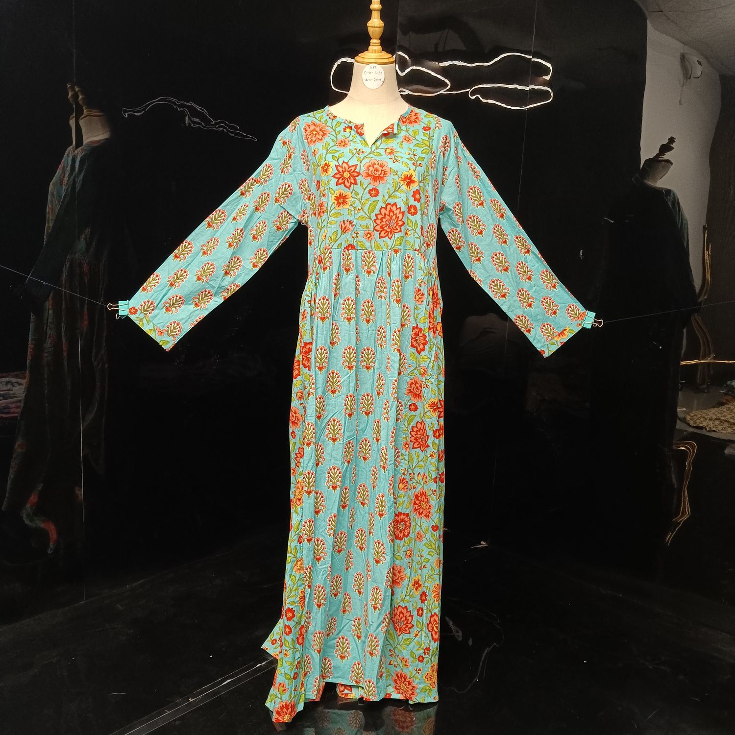 S/M Heba Printed Cotton Dress 57" Long  Jalabiya