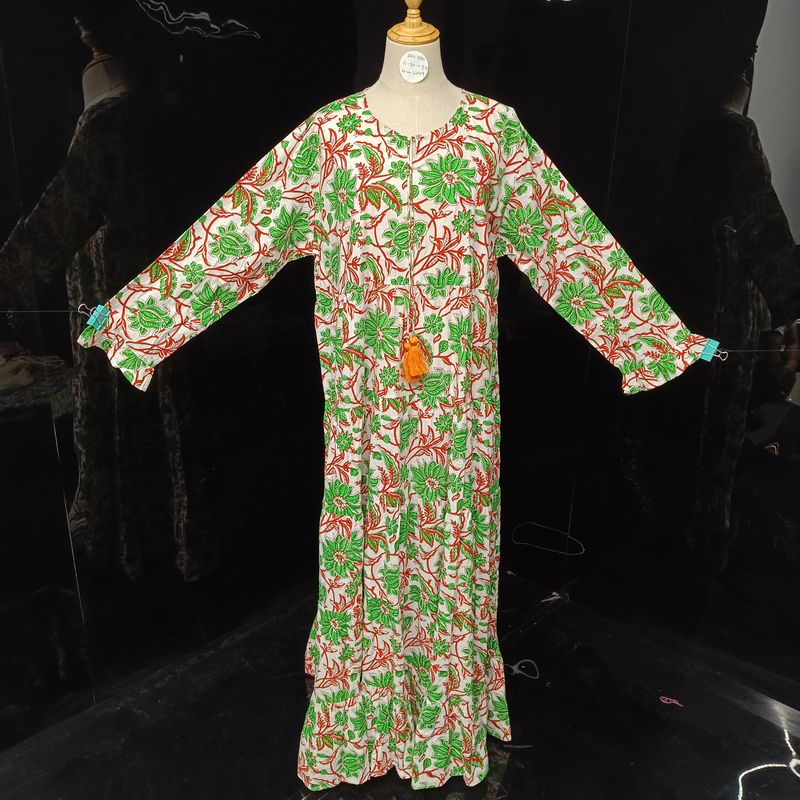 2XL/3XL Razia Printed Cotton Dress 56" Jalabiya