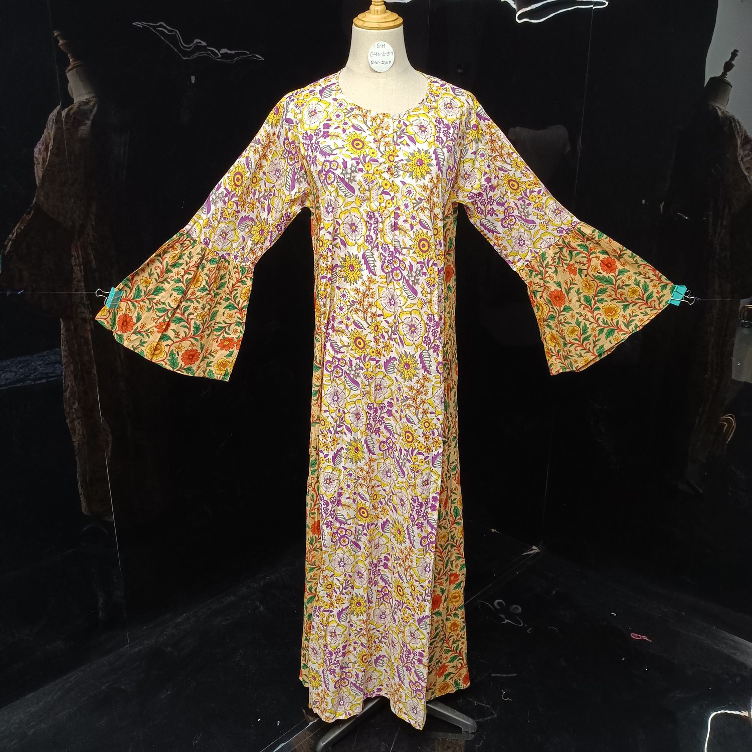 S/M Marry  Printed Cotton Dress 57" Long Jalabiya