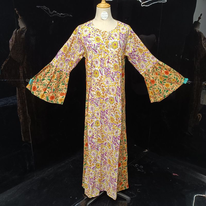 S/M Marry  Printed Cotton Dress 57" Long Jalabiya