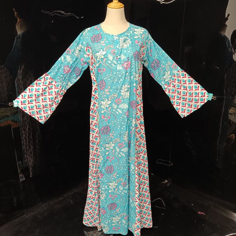 S/M Marry  Printed Cotton Dress 57" Long Jalabiya