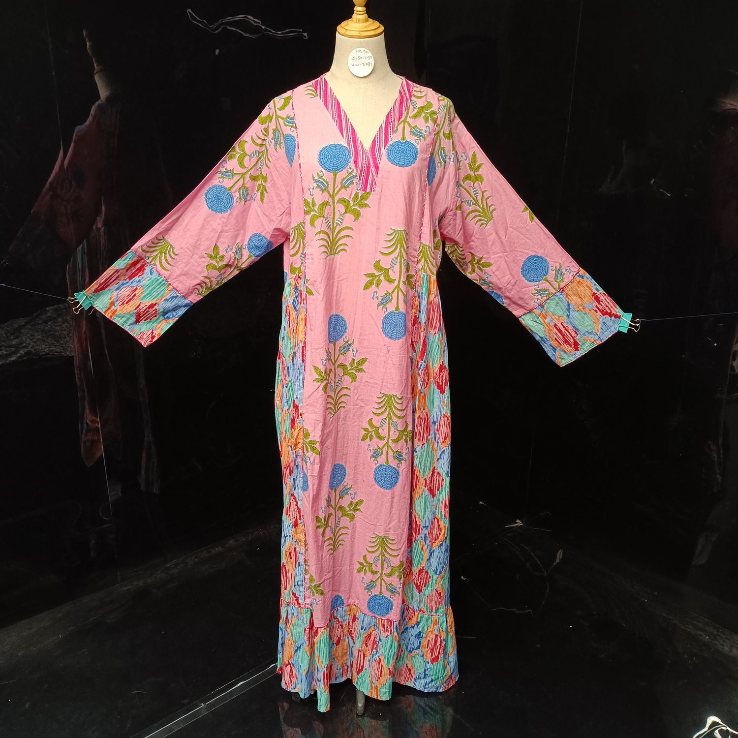 2XL/3XL Safa Cotton Dress 57" Long Jalabiya