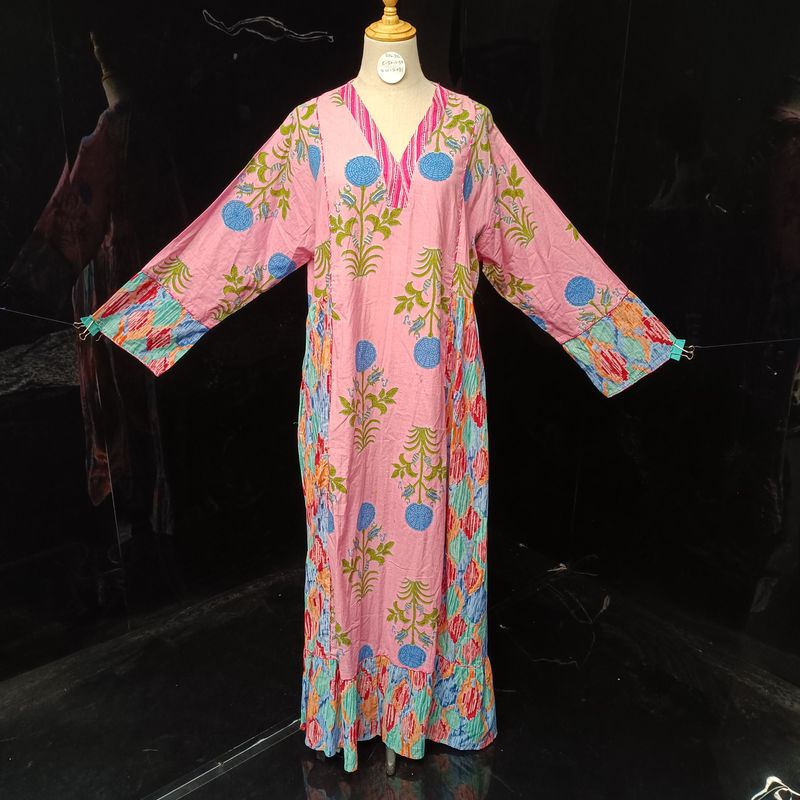 2XL/3XL Safa Cotton Dress 57" Long Jalabiya