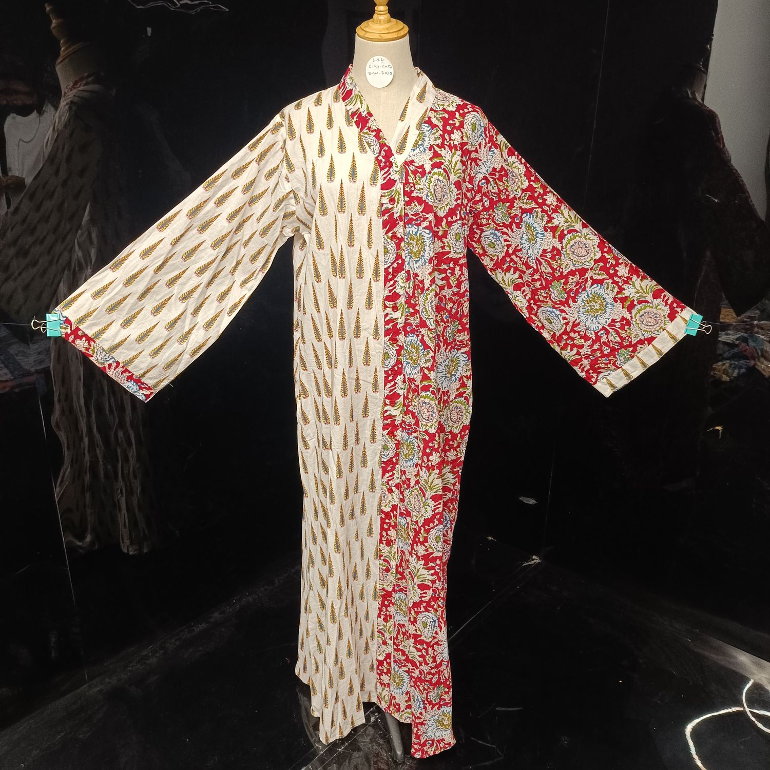 L-XL Ayana Printed Cotton Dress 57" Long Jalabiya